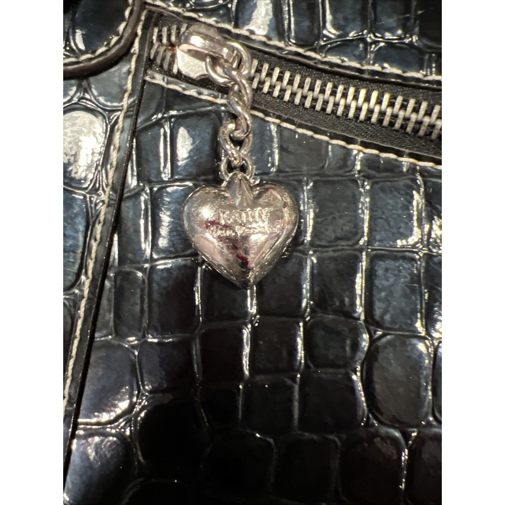 Kathy Van Zeeland Black Patent Leather Croc-Embossed Bag Large Gorgeous EUC - Picture 9 of 14